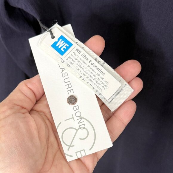 💙 NWT! Treasure & Bond Sheer Navy Blue Button-Down Top Beach Cover-up Size S - Picture 5 of 5